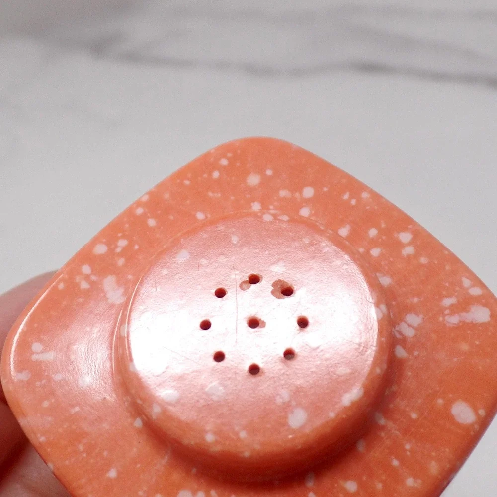 Vintage Brookpark Melmac / Melamine Salt Shaker, Speckled Coral (1950s)